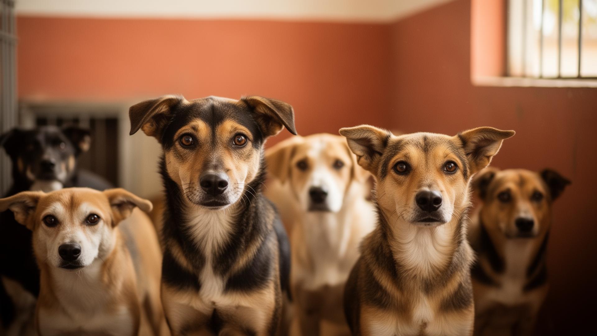 Perros rescatados en el refugio de FUNDAPEF